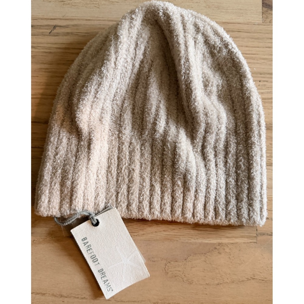 Barefoot Dreams CozyChic Lite Ribbed Beanie Hat Stone NWT Neutralcore Minimalist